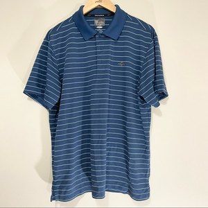 Greg Norman for Tasso Elba Blue Stripped Polo Golf Shirt Size XL